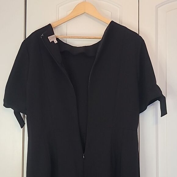 Nanette Lepore Cropped Black Short Sleeve Wide Leg Cropped Jumpsuit Size 12 - Picture 9 of 13